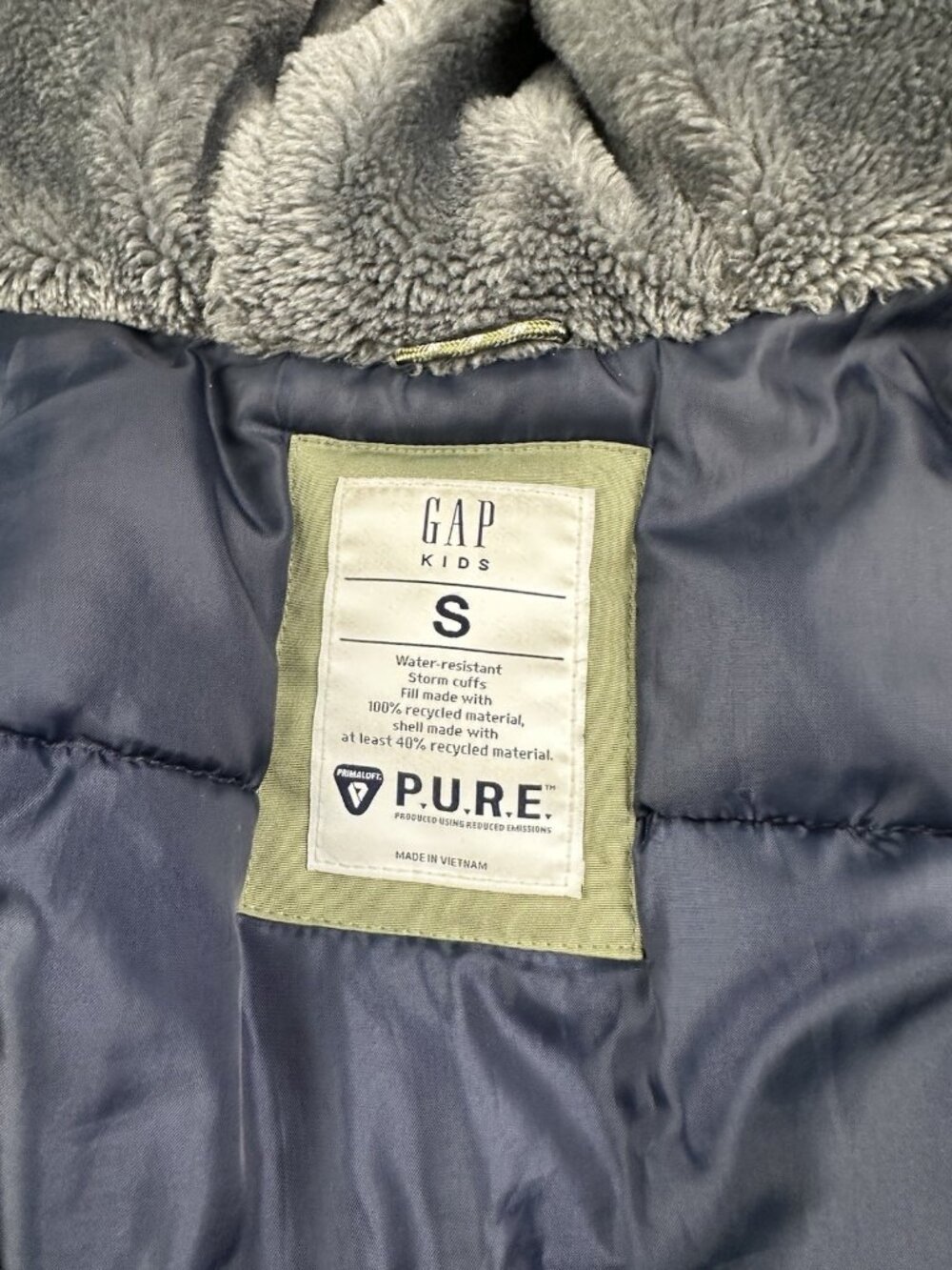 Gap Kids Boy Girl Faux-fur Warm Parka Green Fleece Jacket Coat Small 6-7 - Picture 3 of 7